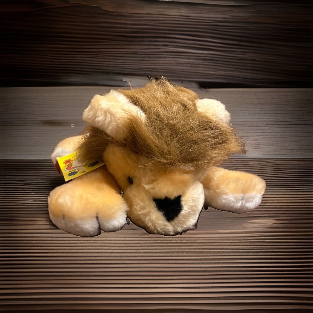 Vintage Jerry Elsner Lion Cat Stuffed Animal Orange Cream Brown Tag Small